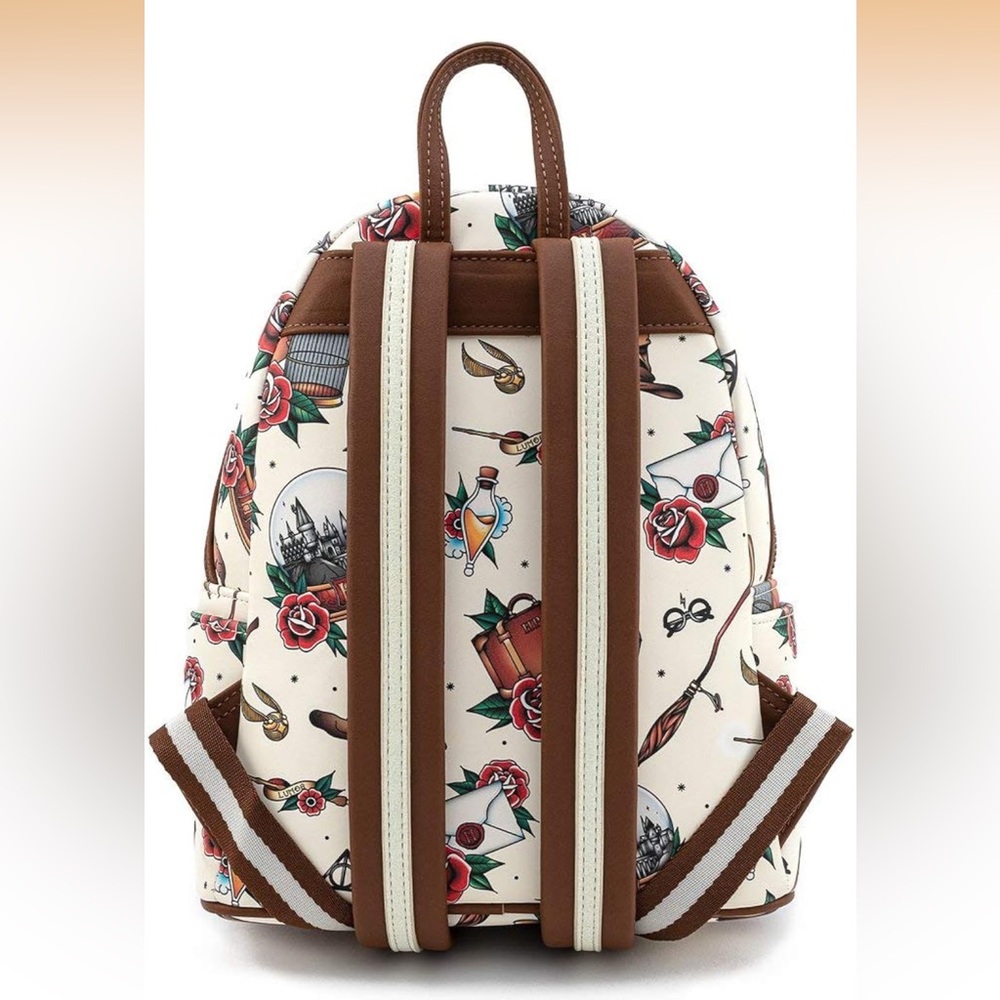 BRAND NEW!!! Loungefly Harry Potter Tattoo Art Cream Color Backpack - Picture 5 of 6